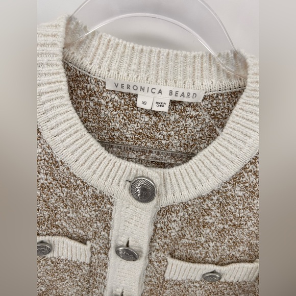 Veronica Beard Kaufman Knit Jacket In Ivory Brown Size XS Cardigan - Picture 3 of 12